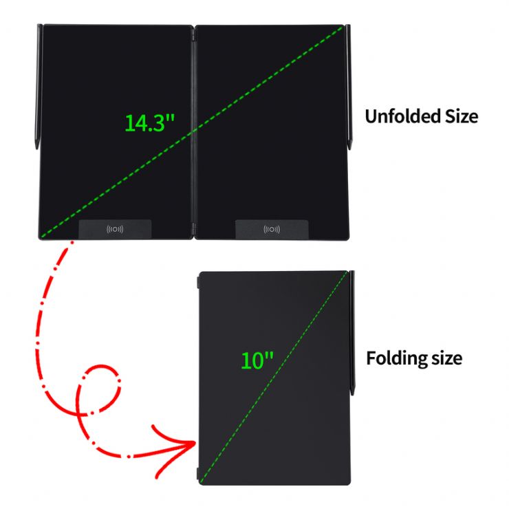 14,3 pulgadas de pantalla plegable LCD tableta de escritura 143ZX alta definición Inducción magnética para borrar