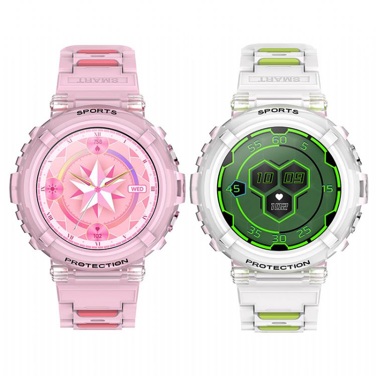 Montre intelligente pour enfants KF02, montre de jeu Bluetooth haute définition, boîtier transparent