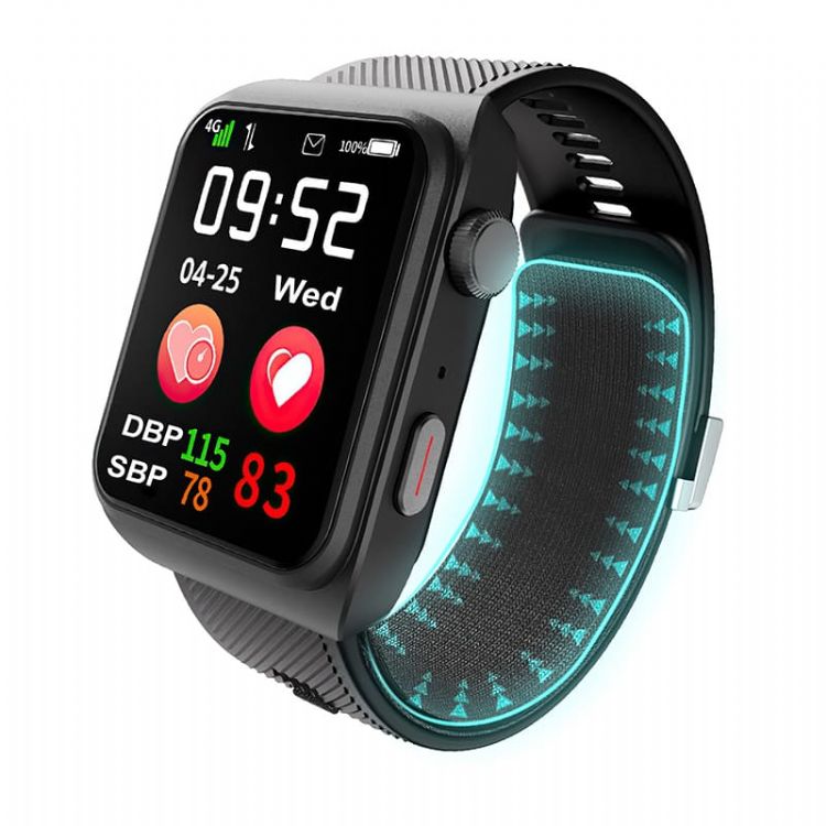 Montre intelligente de pression artérielle à pompe à air de qualité médicale 4G HW10