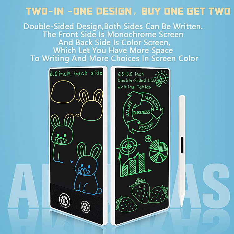 DN065 Tablette d’écriture LCD portable double face 6,5 pouces