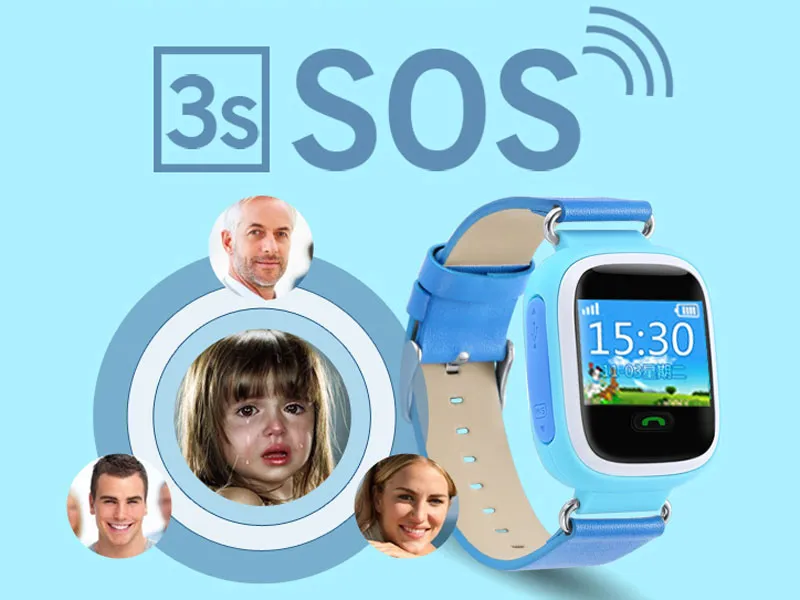 Reloj inteligente azúl con localizador GPS para niños